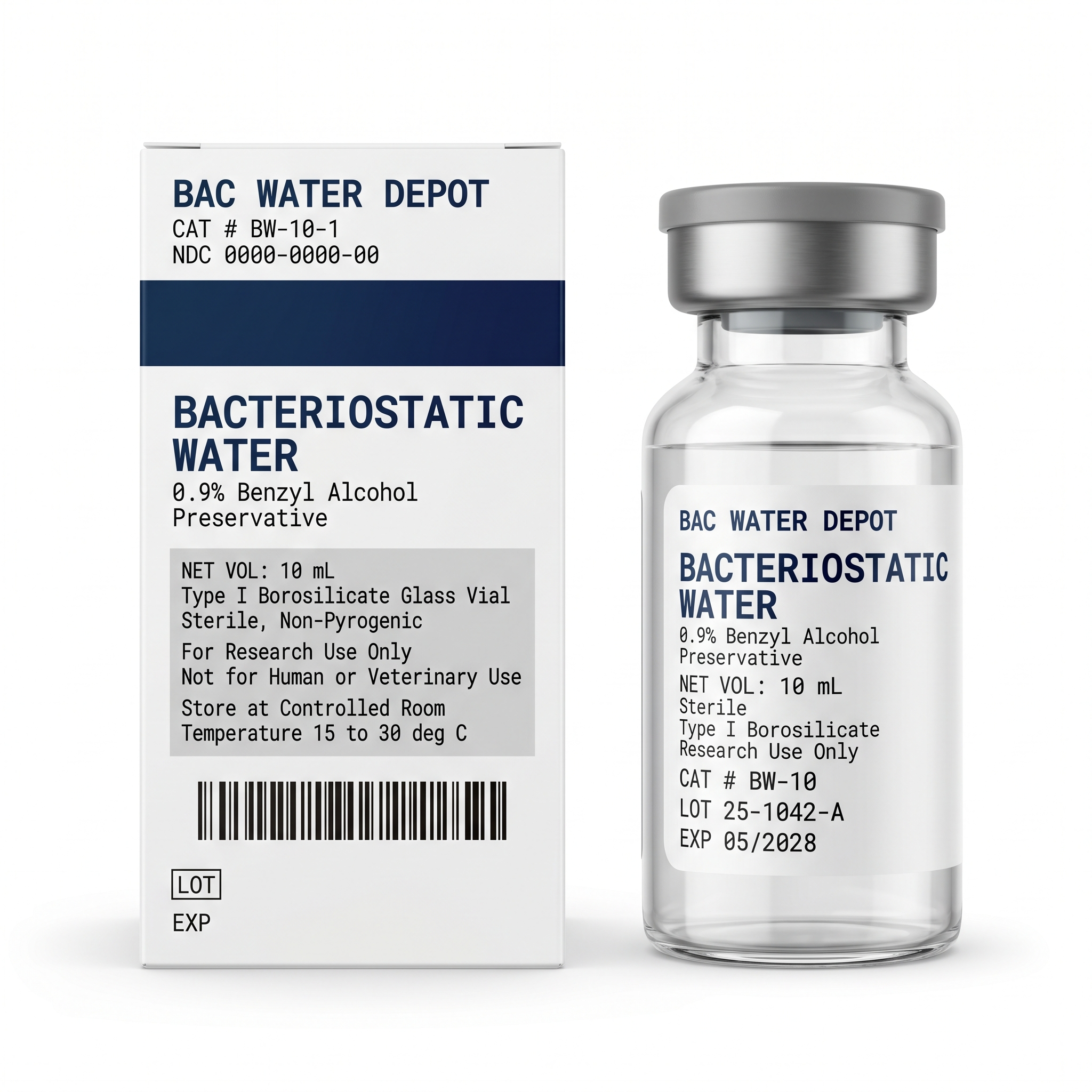 10mL Bacteriostatic Water Vial — Catalog BW-10